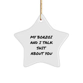 Borzoi Dog Lover Gifts from Friends, Funny Star Ornament for Borzoi Dog Owners at Christmas, Unique Borzoi Dog Gifts for Him/Her - Image 1